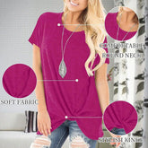 Women'S Tops Short Sleeve Twist Knotted T Shirts Summer Blouse Tunic Tops S-2XL